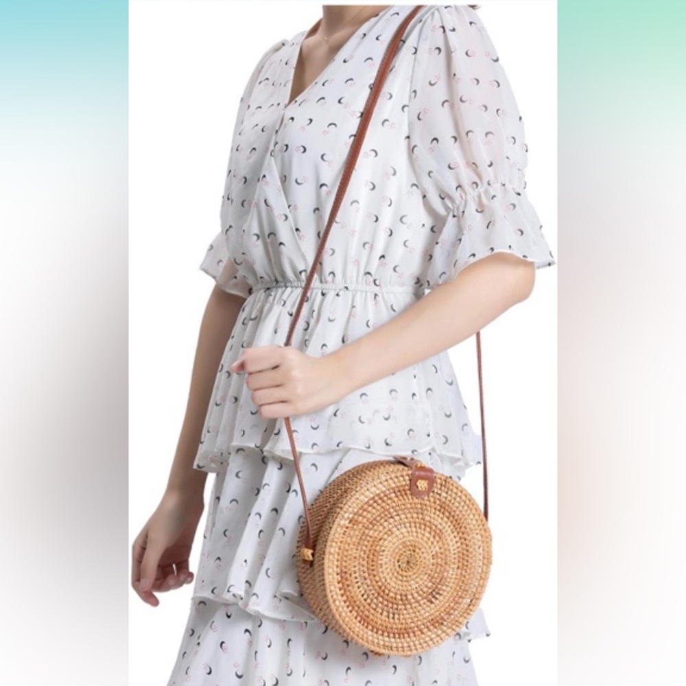 Round Rattan Crossbody Purse - image 2